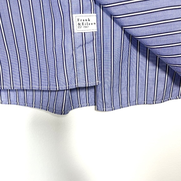 Frank & Eileen Silvio Stripe Blue Striped Button Down Shirt Front Pocket - Picture 3 of 6